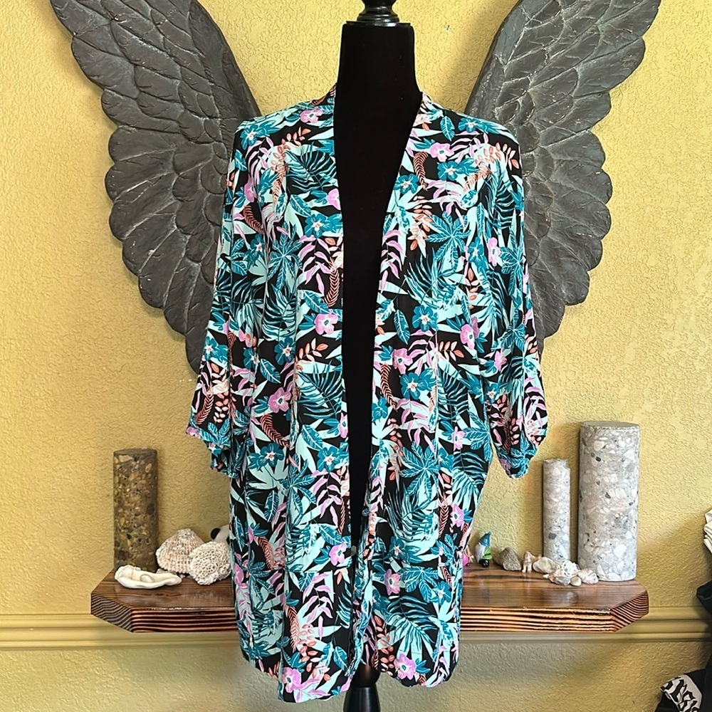 Ripzone Floral Open Front Cardigan Sweater